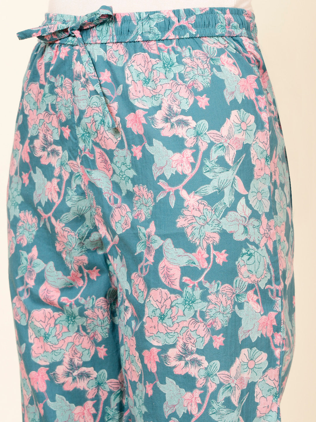 Floral Printed Cotton Kurta With Pants
