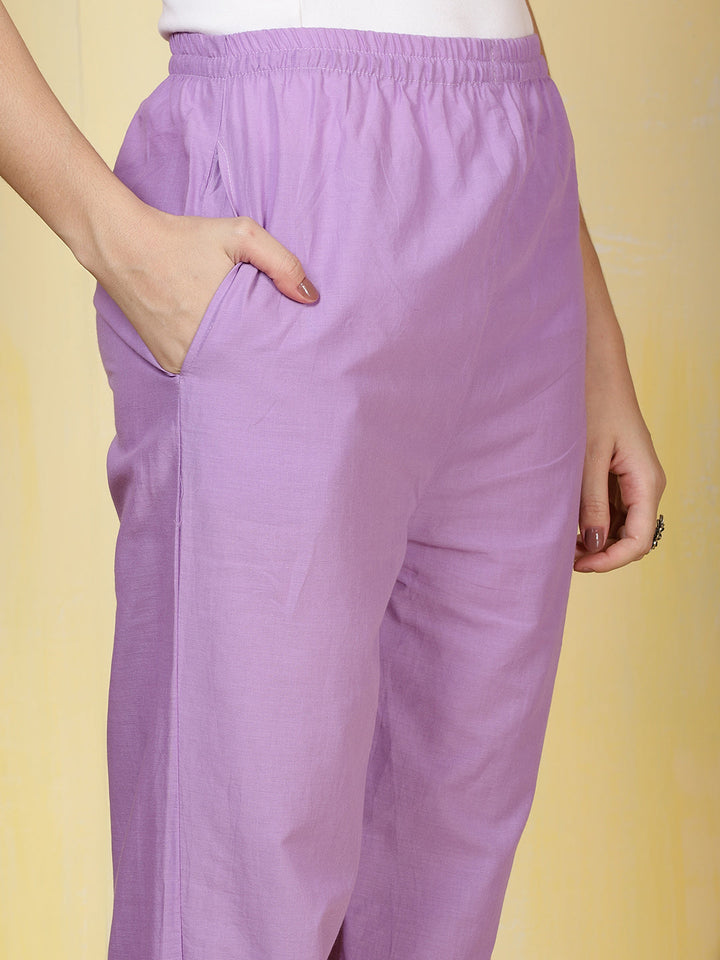 Printed Cotton Blend Kurta With Pants