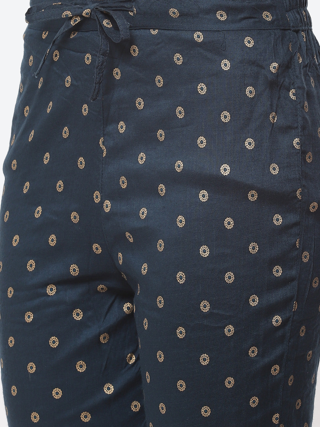 Zari Work Cotton Muslin Kurti Printed Pant And Dupatta