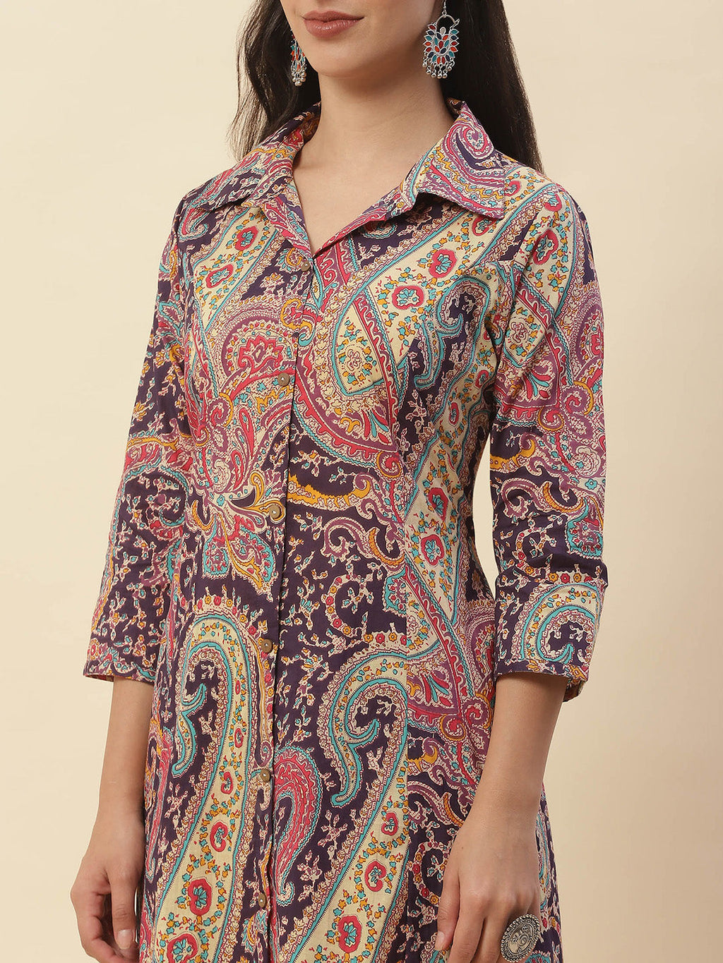 Paisley Printed Cotton Kurta With Pants