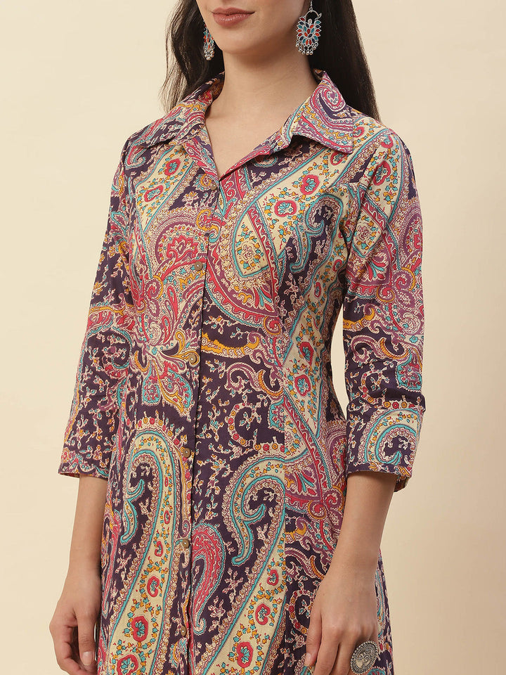 Paisley Printed Cotton Kurta With Pants