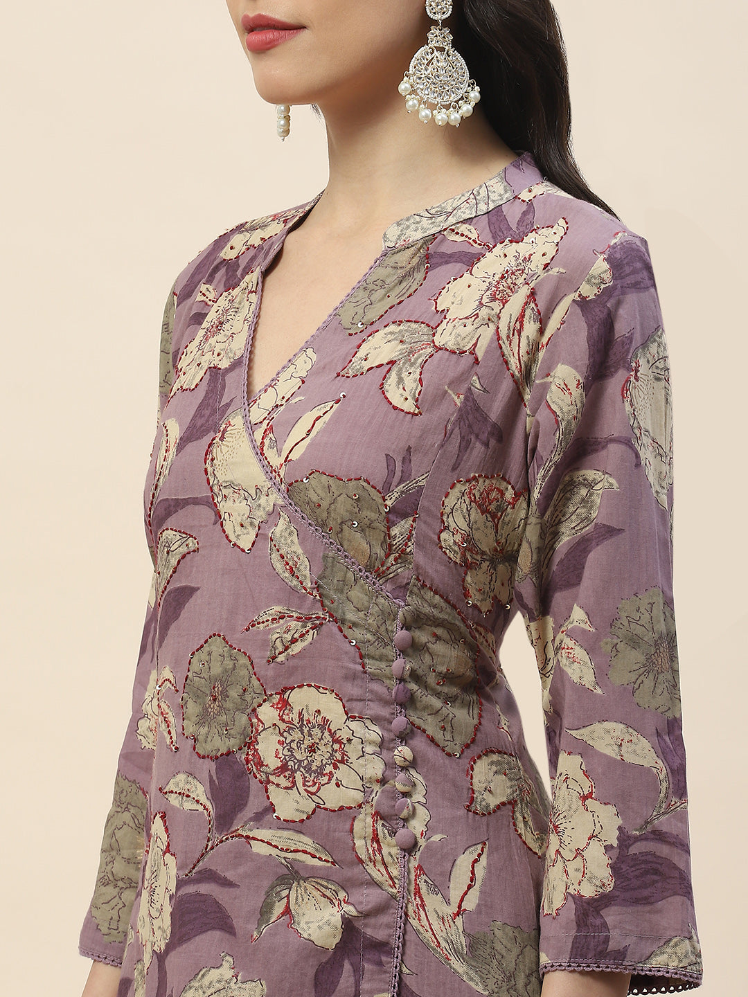 Printed Cotton Kurta With Pants