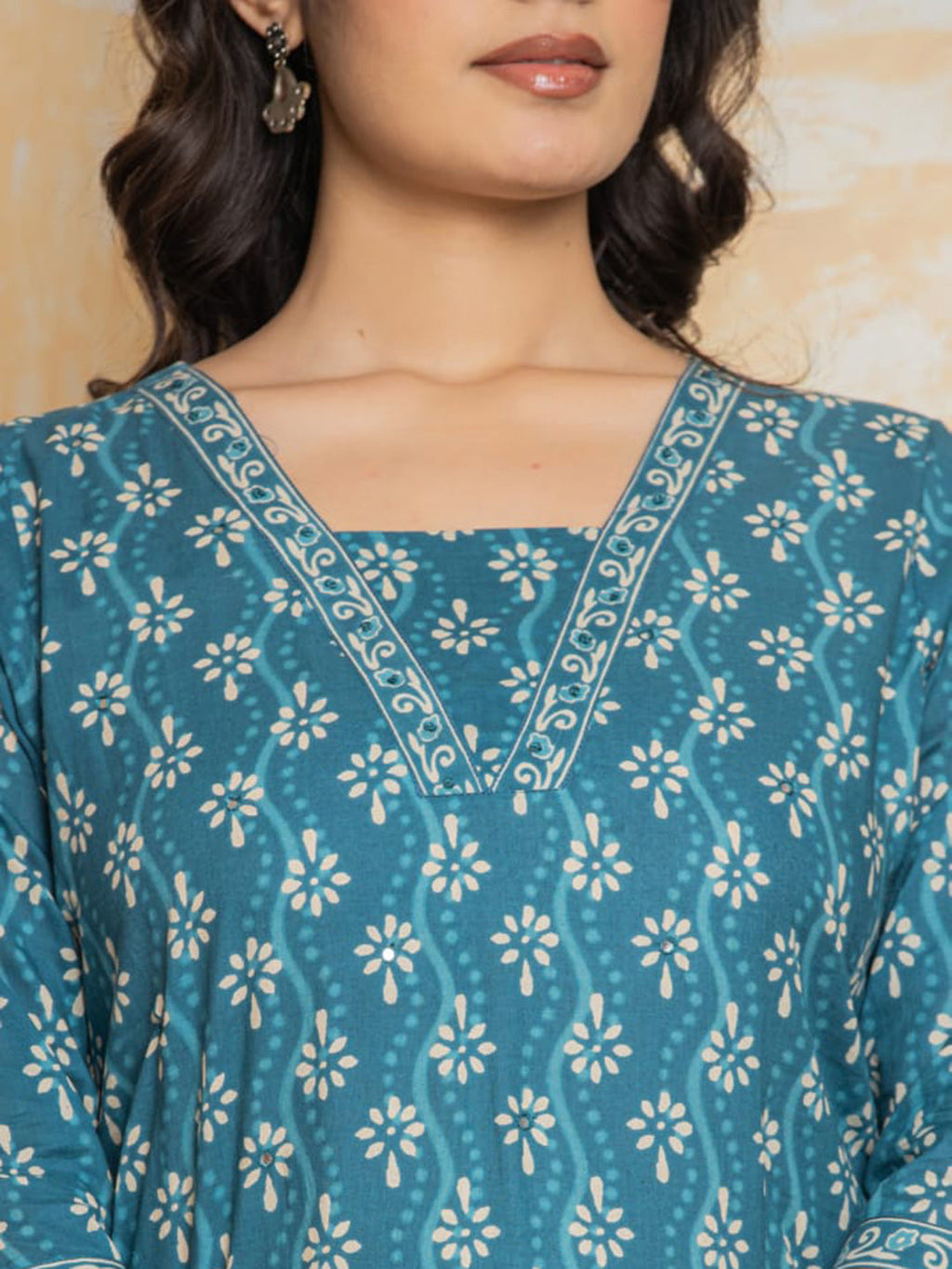 Light Blue Embroidered Cotton Blend Straight Suit Set With Dupatta