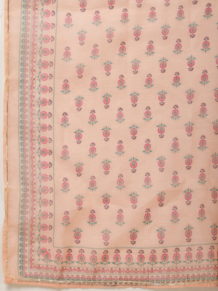 Floral Printed Chanderi Kurta With Pants &amp; Dupatta