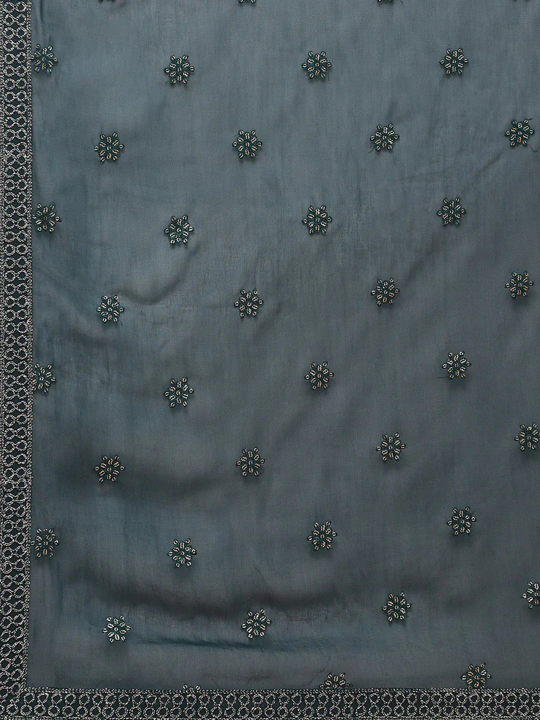 Resham Embroidered Georgette Kurta With Churidar &amp; Dupatta