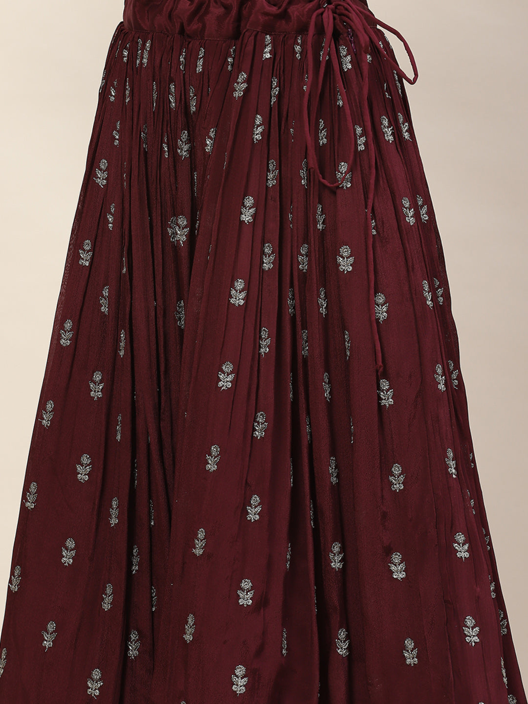 Sequin Zari Embroidered Georgette Choli With Lehenga &amp; Dupatta