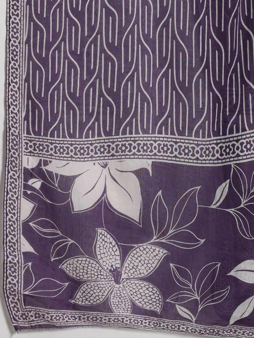 Floral Printed Cotton Blend Kurta With Pants &amp; Dupatta