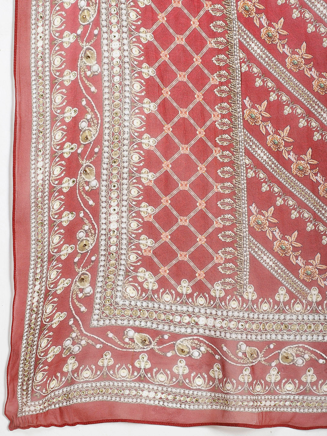 Floral Digital Print Crepe Kurta With Palazzo &amp; Dupatta