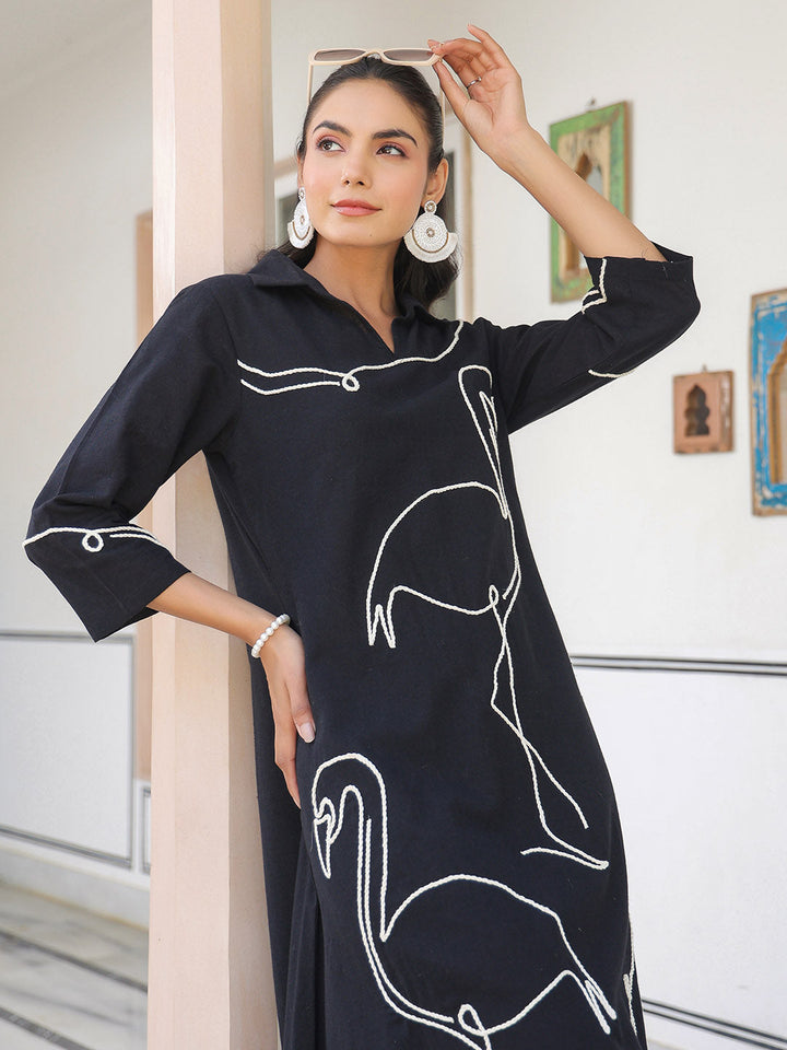 Plain Cotton Blend Dress