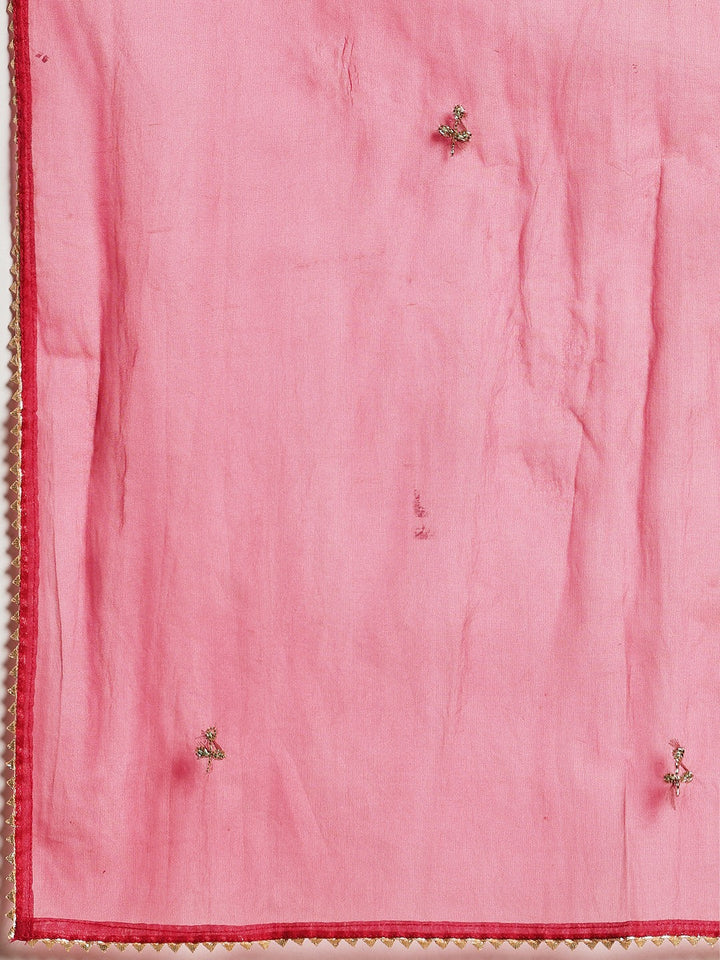 Embroidered Cotton Kurta With Pant &amp; Dupatta