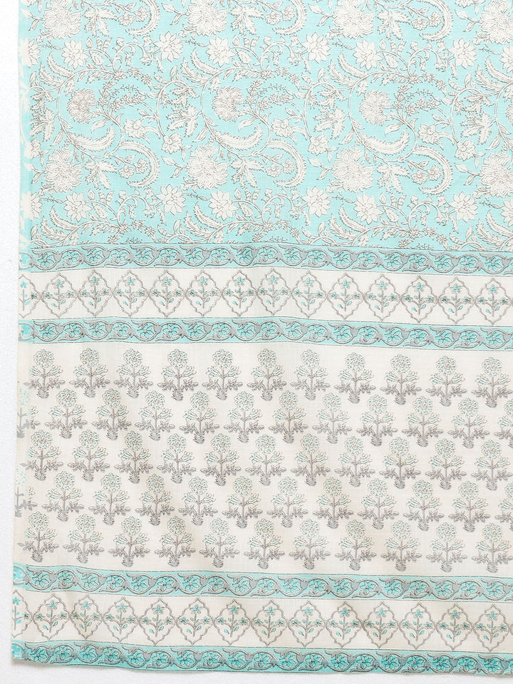 Printed Cotton Kurta With Pants &amp; Dupatta