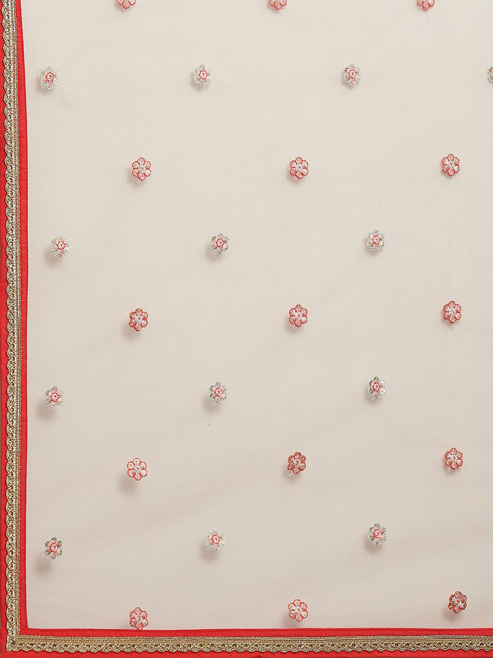 Resham Sequin Booti Georgette Anarkali Kurta With Churidar &amp; Dupatta