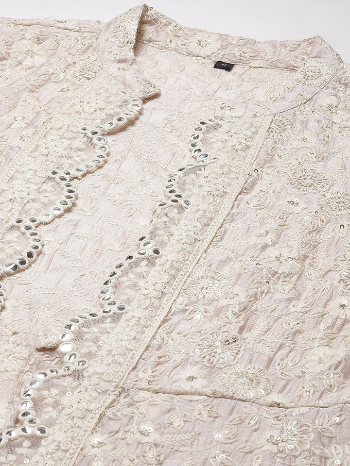 Embroidered Cotton Gown With Jacket