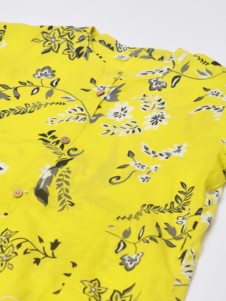 Floral Printed Cotton Kurta With Pants