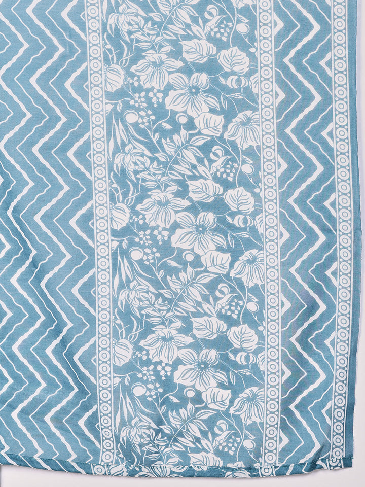 Printed Cotton Blend Kurta With Pants &amp; Dupatta