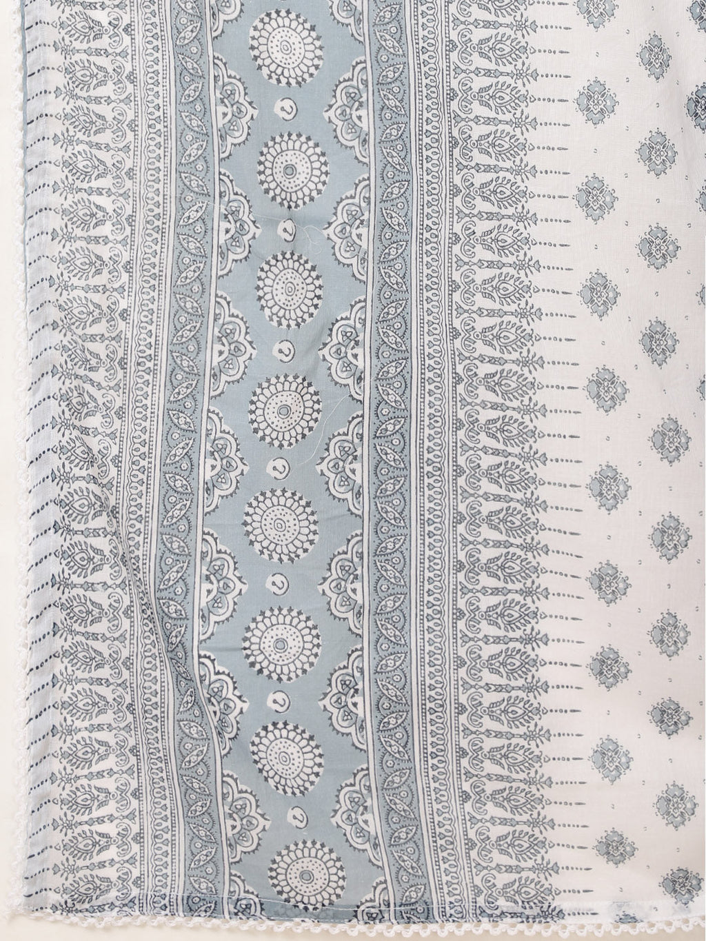 Floral Printed Cotton Kurta With Pants & Dupatta