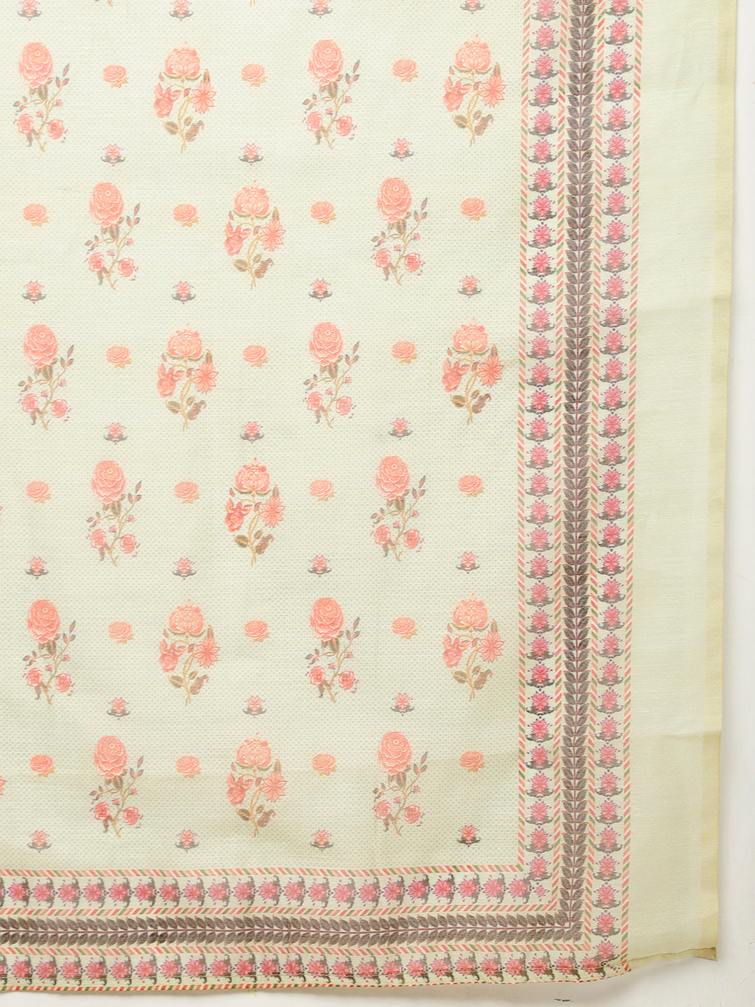 Floral Printed Chanderi Kurta With Pants & Dupatta