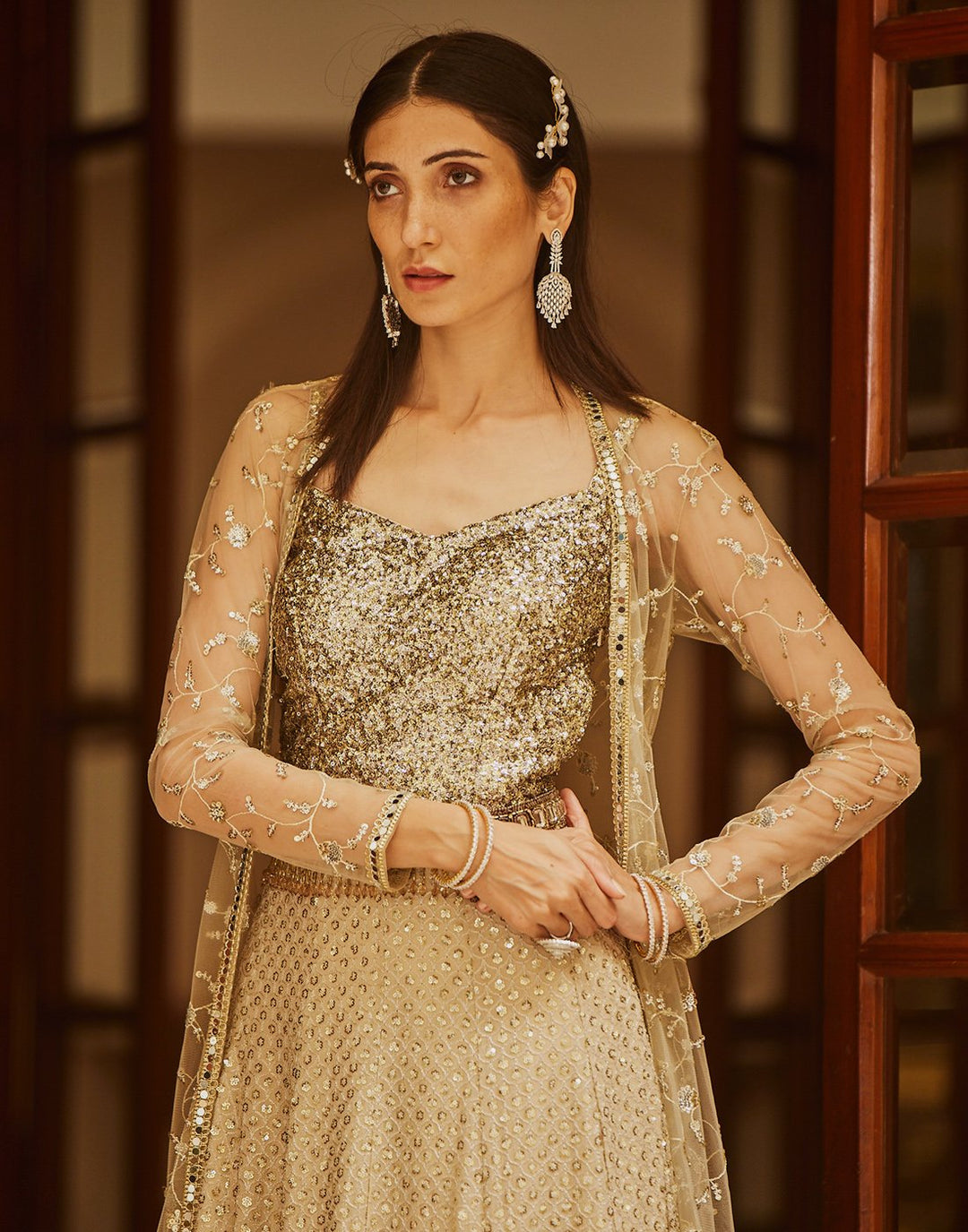 Sequence Embroidered Georgette Gown