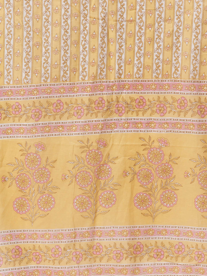 Floral Printed Cotton Kurta With Pants &amp; Dupatta