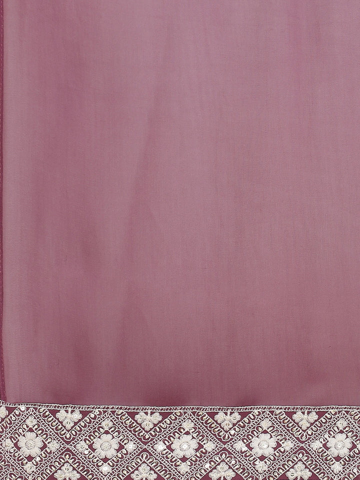 Embroidered Georgette Kurta With Palazzo &amp; Dupatta