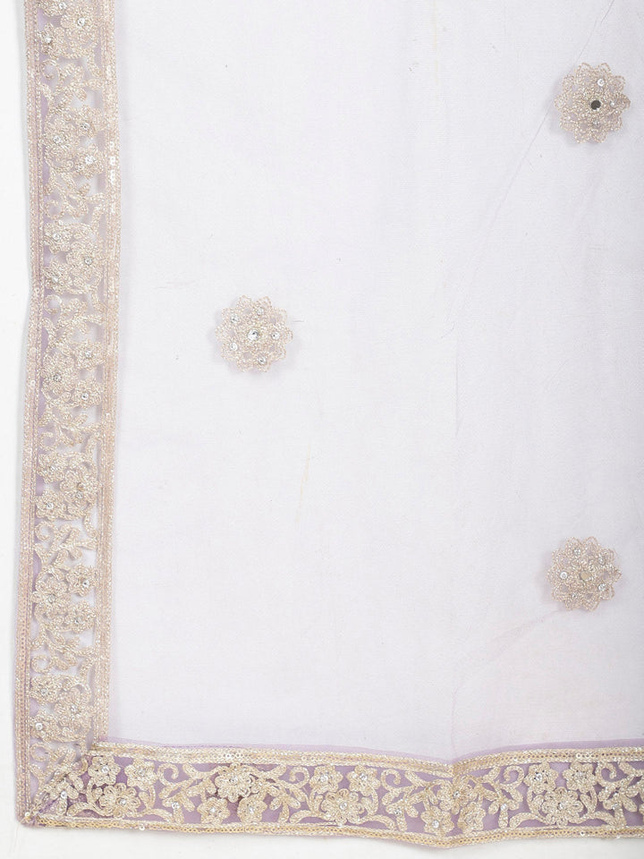 Zari Embroidered Net Choli With Lehenga &amp; Dupatta
