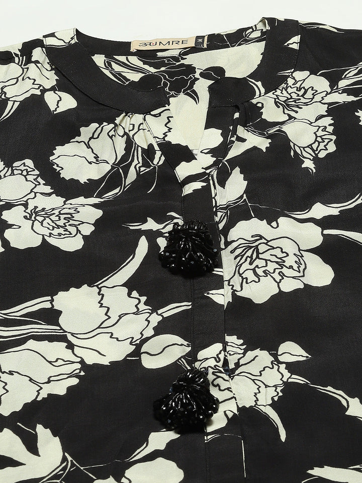 Floral Printed Muslin Kurta With Pants
