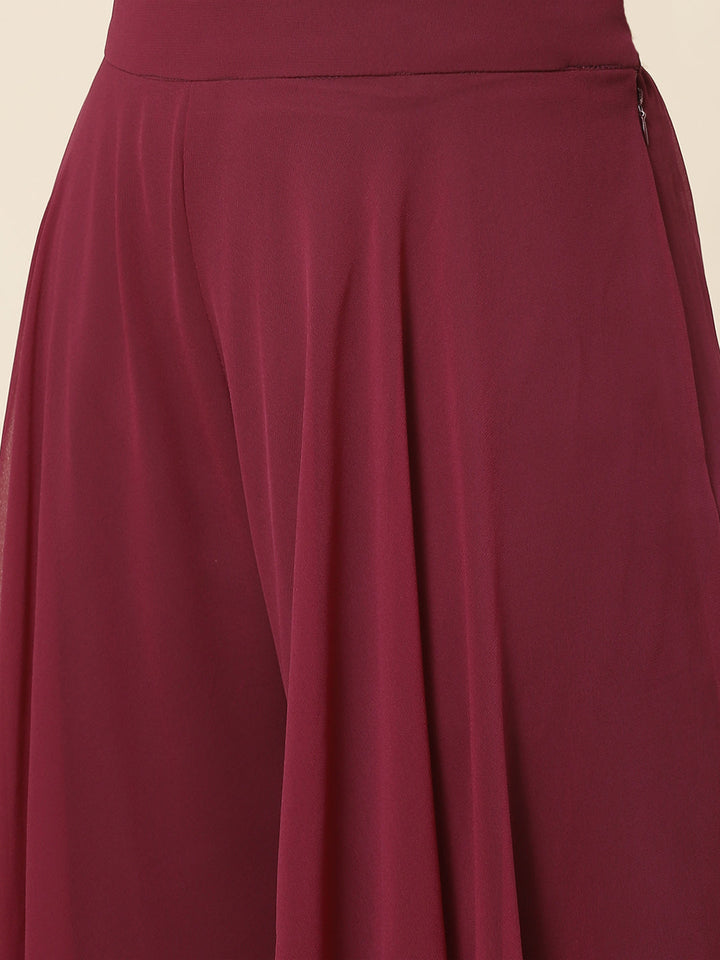 Resham Embroidered Georgette Kurti With Palazzo &amp; Dupatta