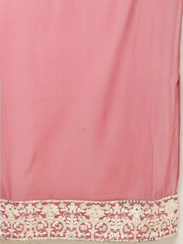 Resham Embroidery Georgette Kurta With Sharara &amp; Dupatta