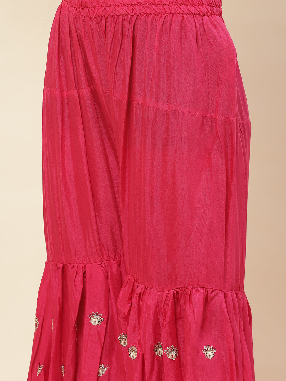 Floral Printed Cotton Kurta With Sharara &amp; Dupatta