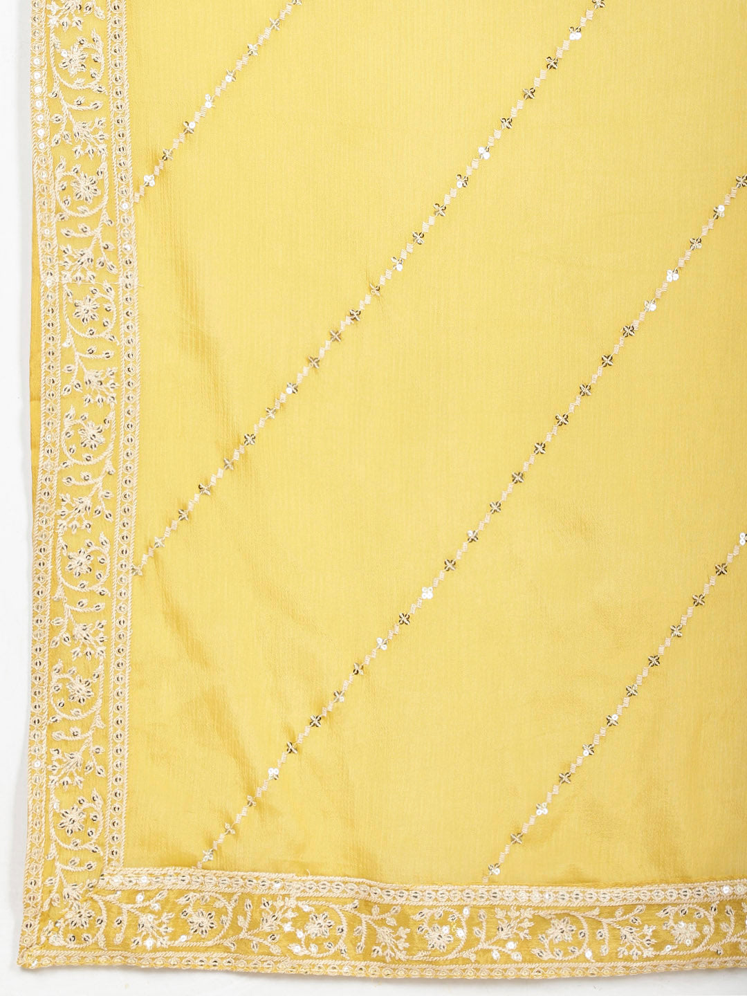 Embroidered Crepe Kurta With Palazzo &amp; Dupatta