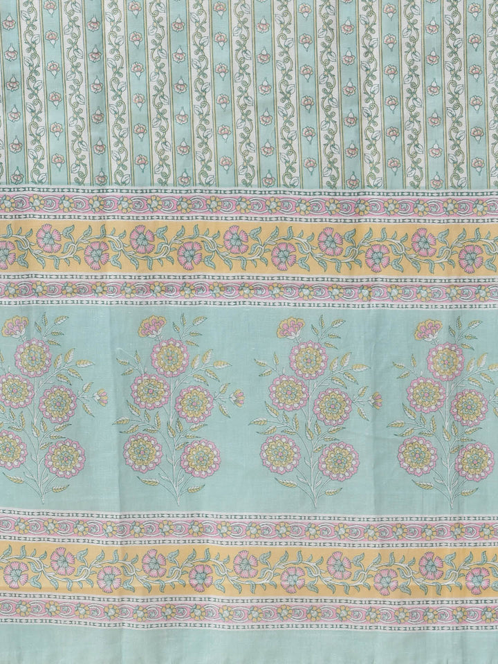 Floral Printed Cotton Kurta With Pants &amp; Dupatta
