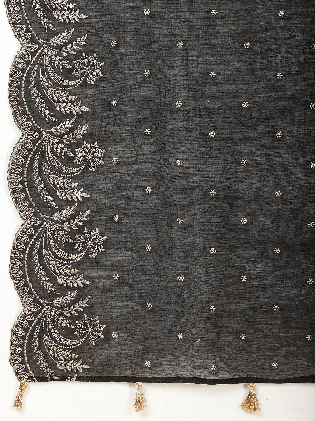 Embroidered Chanderi Kurta With Pants & Dupatta