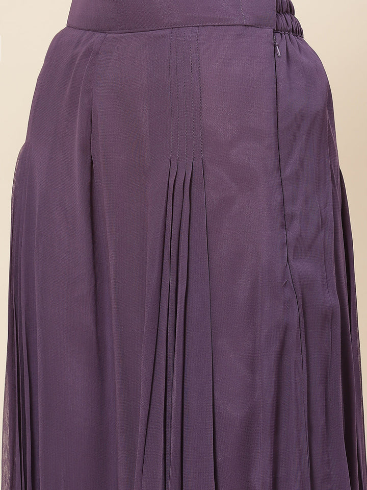 Embroidered Georgette Kurta With Palazzo &amp; Dupatta