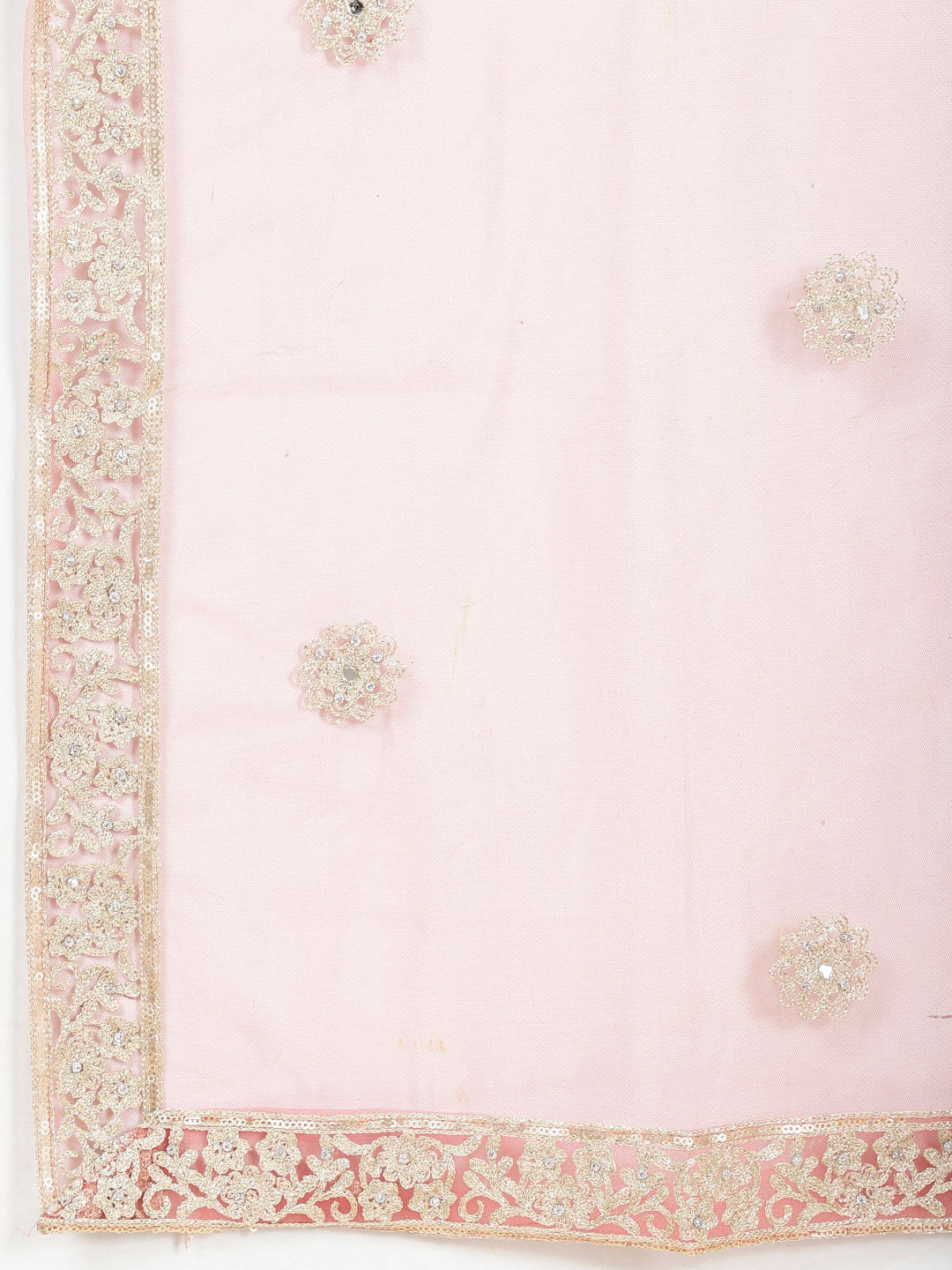 Zari Embroidered Net Choli With Lehenga & Dupatta