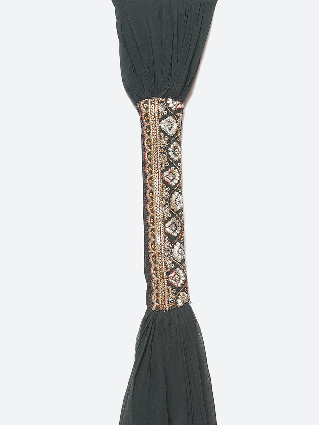 Printed Zari Border Booti Georgette Stitched Salwar Kameez With Net Dupatta