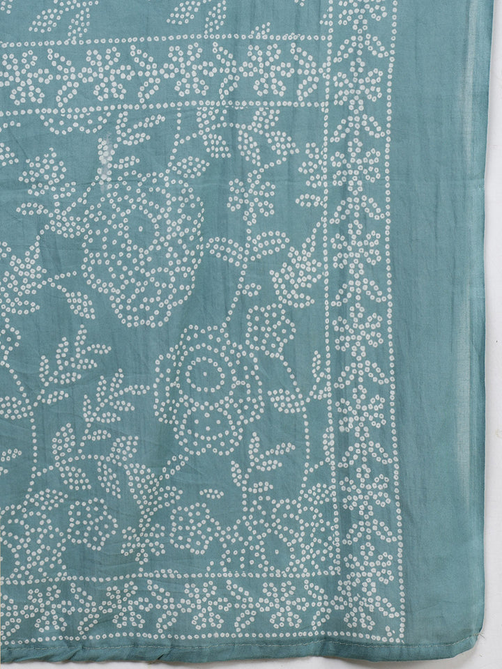 Embroidered Cotton Blend Kurta With Pants &amp; Dupatta