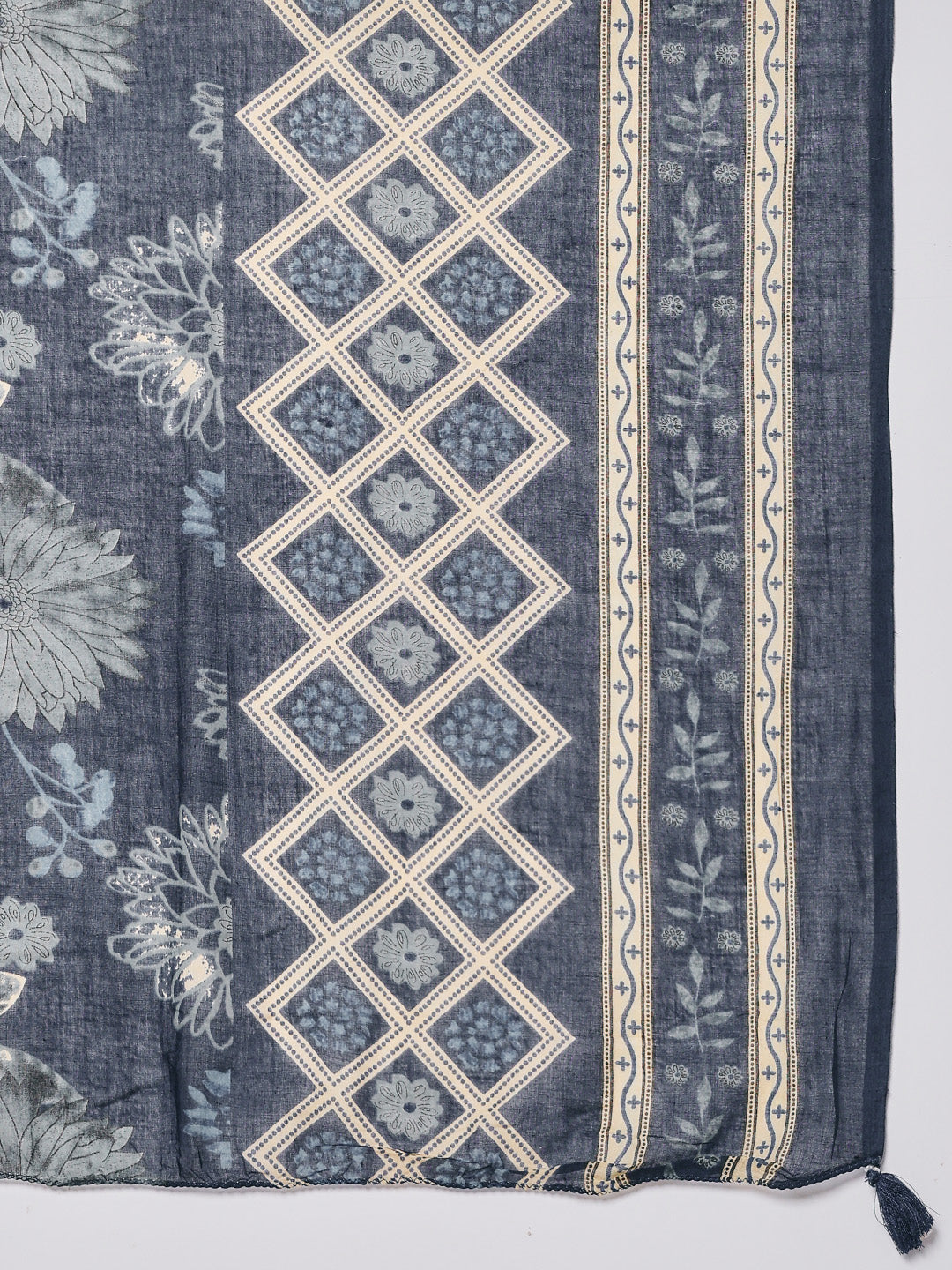 Printed Cotton Blend Kurta With Pants &amp; Dupatta