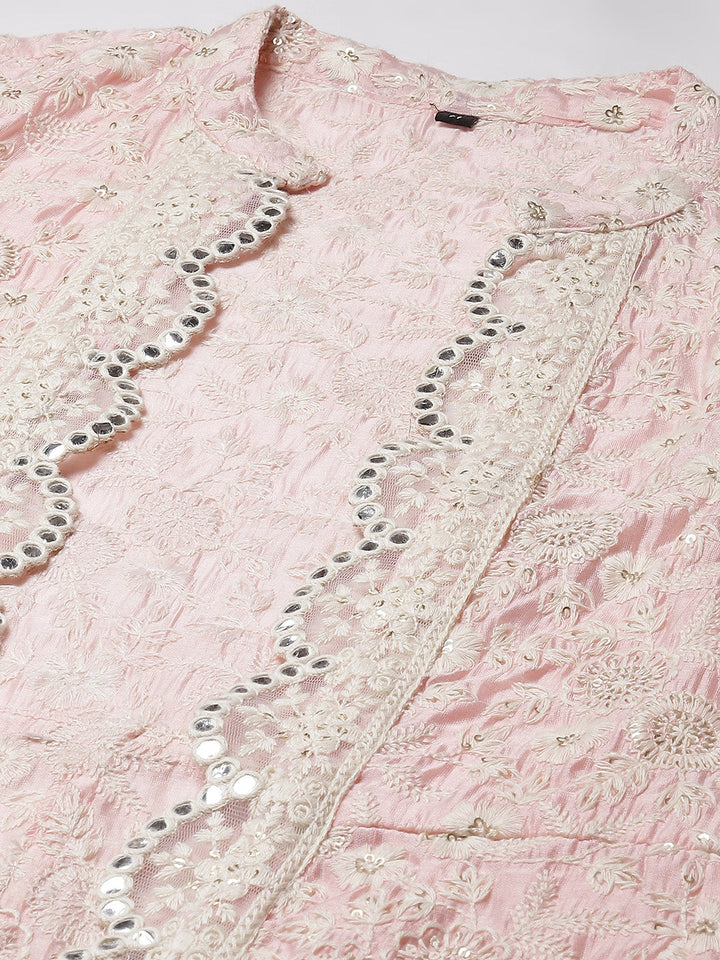 Embroidered Cotton Gown With Jacket
