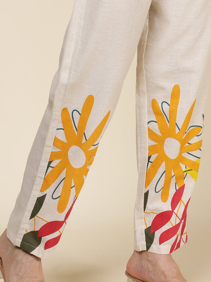 Printed Cotton Blend Kurta With Pants
