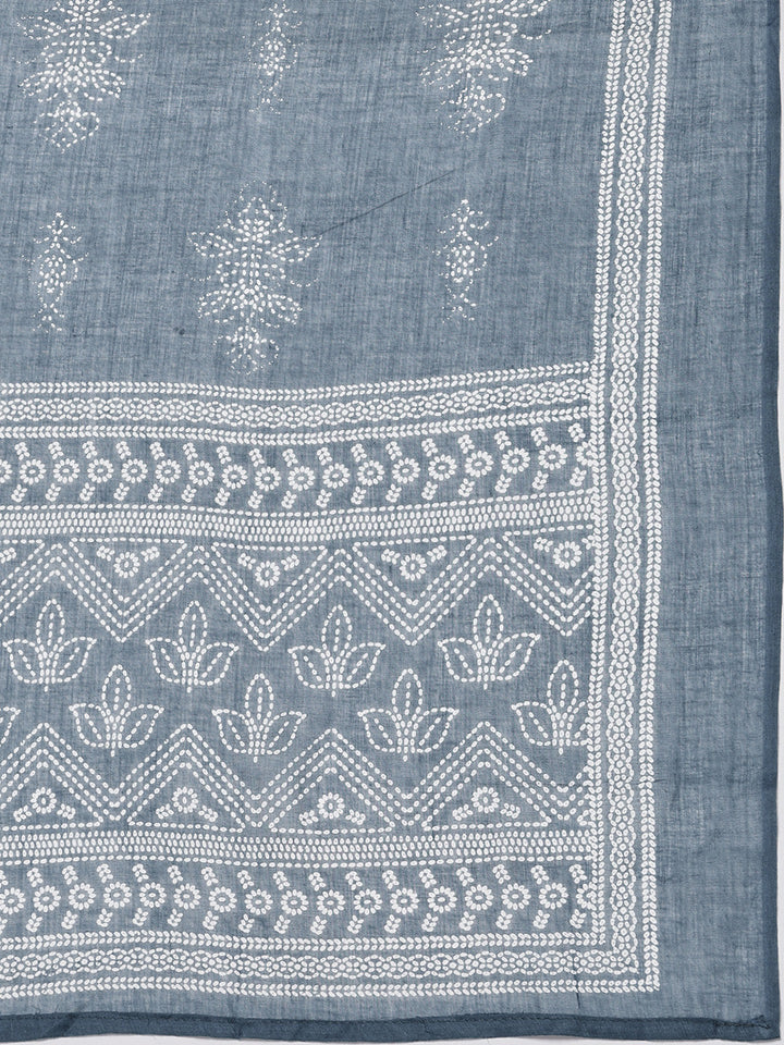 Printed Cotton Blend Kurta With Pants &amp; Dupatta