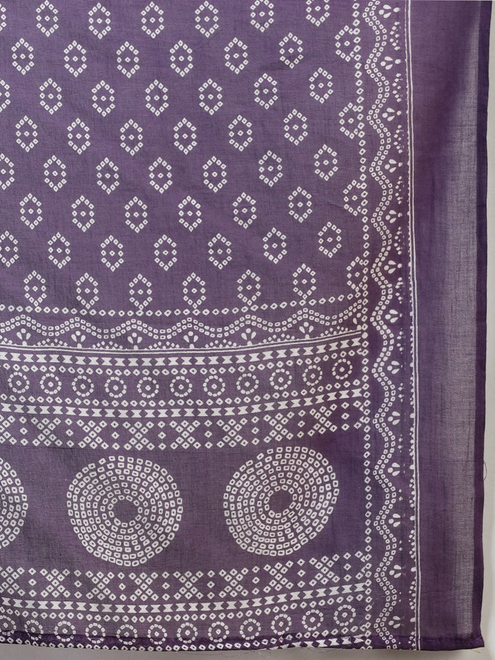 Printed Cotton Blend Kurta With Pants &amp; Dupatta