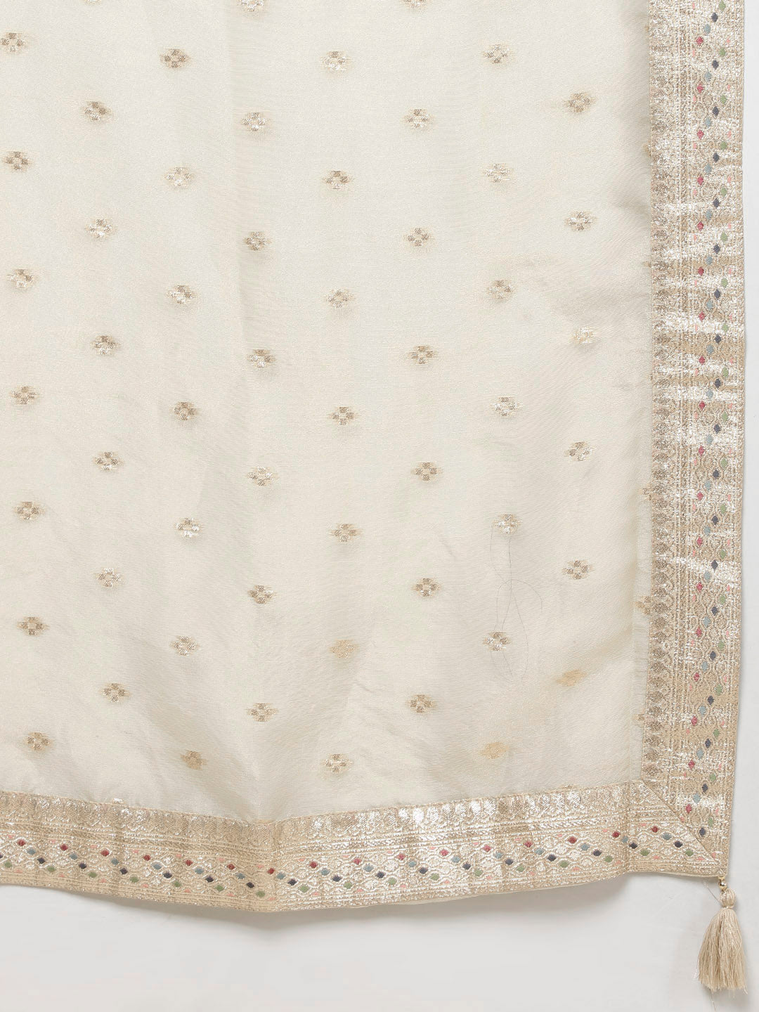 Floral Woven Tissue Kurta With Pants &amp; Dupatta