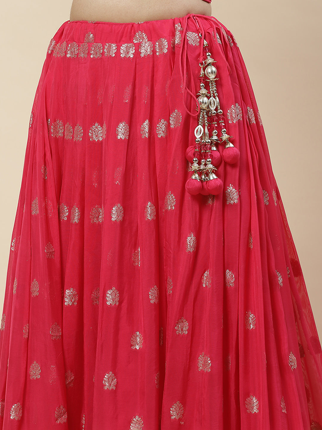 Zari Booti Embroidered Organza Choli With Lehenga &amp; Dupatta