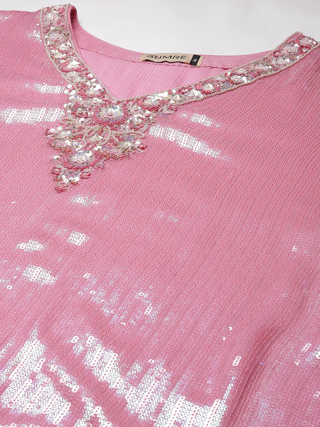 Sequin Embroidered Georgette Kurta With Pants