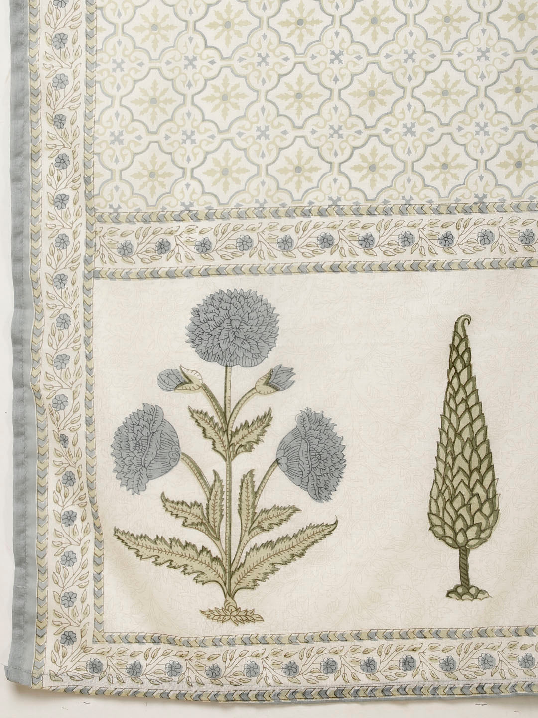 Block Printed Cotton Kurta With Palazzo & Dupatta