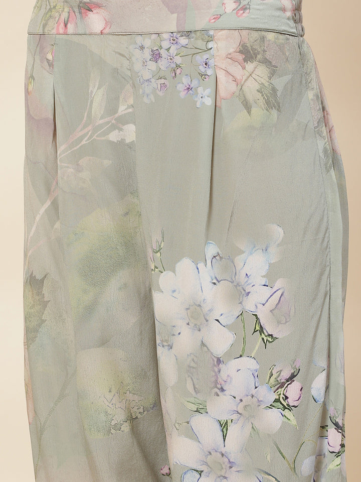 Printed Crepe Kurta With Pants