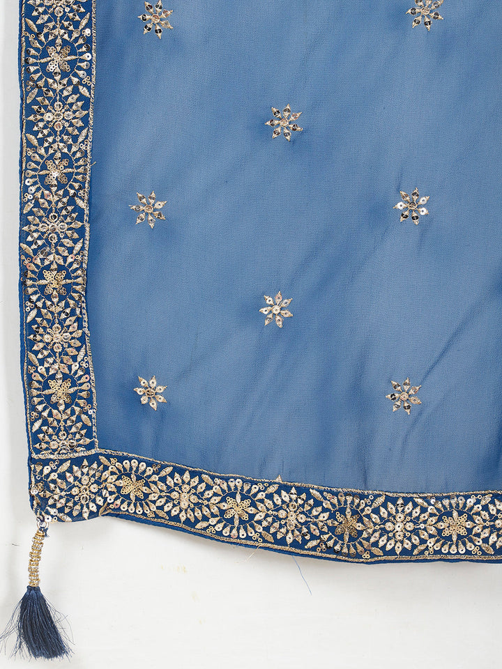 Zari Jaal Embroidered Georgette Kurta With Churidar &amp; Dupatta
