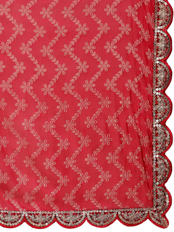 Neck Embroidered Cotton Kurta With Pants &amp; Dupatta