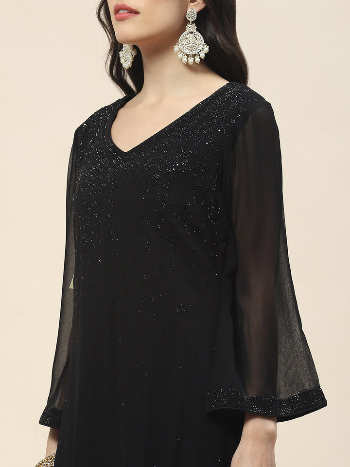 Swarovski Georgette Short Kurta With Pants