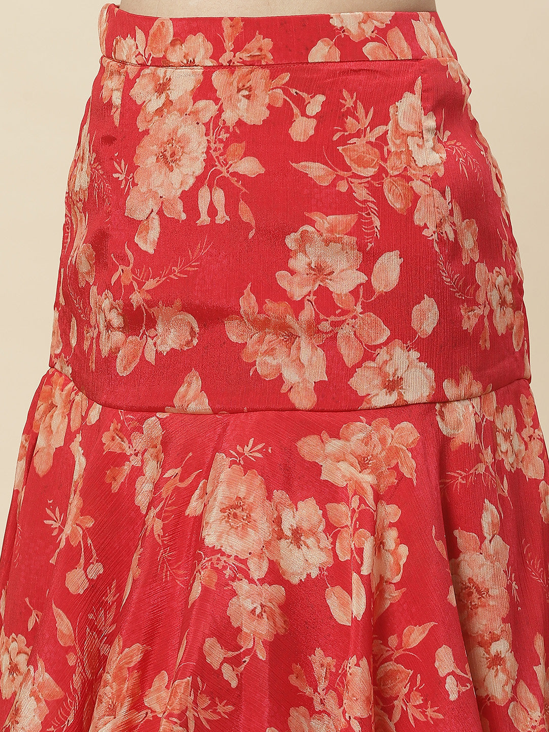 Floral Printed Crepe Choli With Skirt &amp; Dupatta